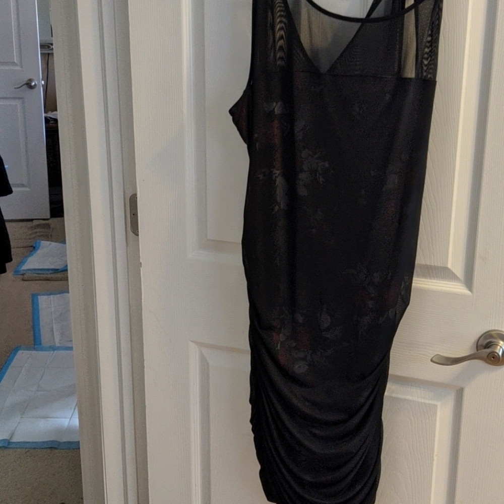 Rose print sheer overlay